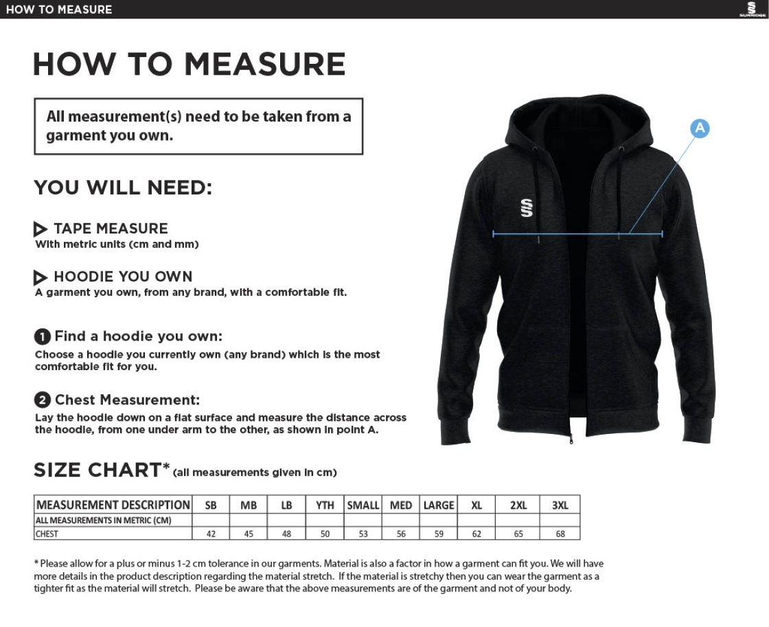 WILMSLOW CRICKET CLUB DUAL HOODY BLACK - Size Guide